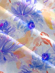 Vecteezy Floral Print Women Casual Ruched Chest Sleeveless Tight Fit Ribbed Camisole Tank Top, Suitable For Summer - Purple - View 4