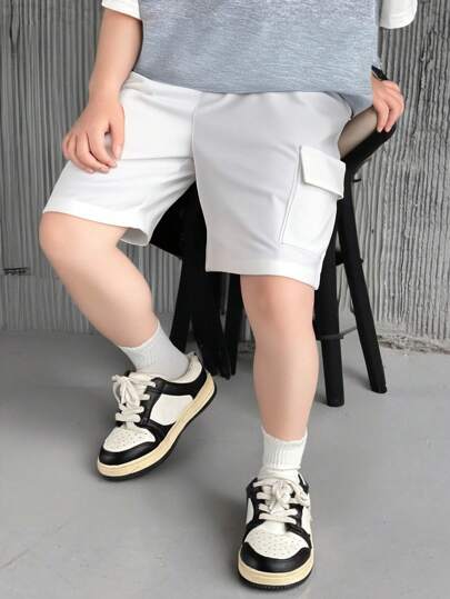 SHEIN 1pc Young Boys Casual Fashionable Handsome Versatile Comfortable Loose Cargo Shorts, Suitable For Spring/Summer, Suitable For Daily Wear, Sports, Outings, School, Gatherings, Festivals, Performances, Photo Shoots