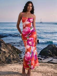 Opulessa Vestido delgado de malla de punto con tirantes de espagueti para mujer, vestidos de primavera/verano, vestido de Pascua para mujer, atuendos de vacaciones para mujer