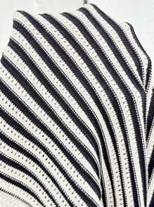 SHEIN 2pcs/Set Maternity Striped Crew Neck Sleeveless Knit Top And Knitted Shorts - Black and White - View 5