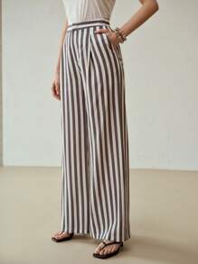 MOTF PREMIUM LINEN STRIPED SUIT PANTS - Black and White - View 8