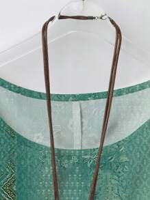 EMERY ROSE Vacation Floral Print Casual Loose Fit Crew Neck Short Sleeve Plus Size Shirt, Suitable For Summer - Green - View 4