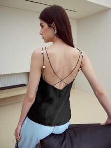 MOTF STUDIO FAUX PEARL DECOR CAMI TOP