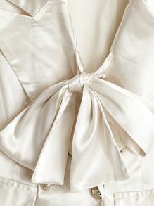 GlowEve 2Pcs Women Solid Color Short Sleeve Jacket & Skirt Set, Fashionable For Summer - Apricot - View 4