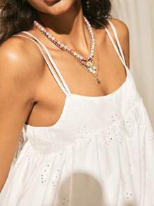 Easelle Holiday Style White Embroidered Dress Seaside Summer 2025 Holidays Beach Outfits For Woman 4th Of July Women