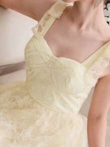 MOTF Soiréza CONTRAST MESH EMBROIDERY COCKTAIL DRESS - Yellow - View 2