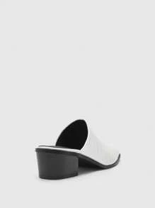 CUCCOO BIZCHIC Women's Pointed Toe Block Heel Black Mule Slip-On Pumps, Elegant Office Wear High Heels, Fashionable Aesthetic Casual Spring Outfit For Christmas - Snow White - View 8
