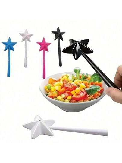 SHEIN 2Pcs Magic Wand Salt And Pepper Shakers, Magic Wand Salt And Pepper Shakers, Star Wand Party Spice Sticks, Refillable Salt Dispenser, Kitchen Accessories With Holes (Black+White)