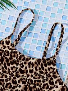 Emery Rose Kids Emery Rose Kids Young Girls Simple Leopard Print Fitted Camisole & Triangle Bikini Swimsuit Set, Casual Style Suitable For Summer - Multicolor - View 4