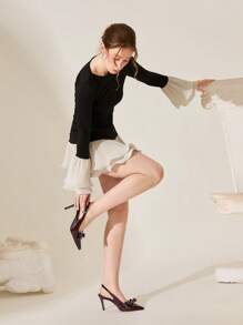 CUCCOO CHICEST 女士经典尖头细高跟鞋，优雅浪漫的蝴蝶结设计，酒红色和巧克力棕色可选，适合约会、下午茶、通勤、正式场合