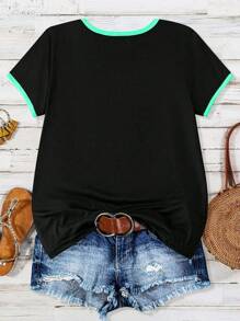 EMERY ROSE Camiseta informal de talla grande para mujer con bordado de corazón - Multicolor - Ver 2