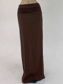 DAZY 女士纯色时尚半身裙，适合夏季，铅笔裙