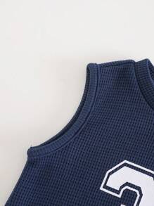 Cozy Pixies 2pcs/Set Baby Boy Letter Print Round Neck Sleeveless Tank Top And Casual Shorts