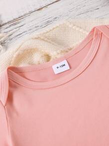 SHEIN Playful Pals Baby Girl Short Sleeve Funny Letter Print Bodysuit, Summer - Pink - View 7