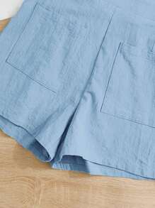 SHEIN 2pcs/Set Teen Girl Ribbed T-Shirt And Solid Color Bib Pants