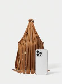 SHECARRY 休闲复古流苏装饰手提包和单肩包