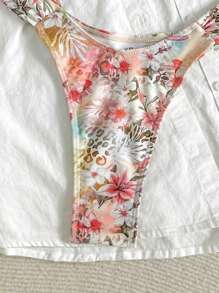 SHEIN Swim Women's Summer Vacation Floral Print Bikini Swimwear Set - Multicolor - View 3