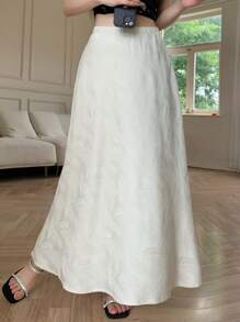 DAZY Gonna a-line elegante da donna in jacquard con vita elastica, primavera/estate
