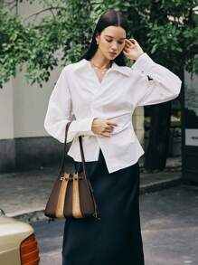 SHECARRY Fashionable Color Block Design Shoulder Bag - Multicolor - View 5
