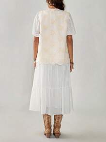 Florisole Top de tirantes elegante y casual con bordado para vacaciones de mujer