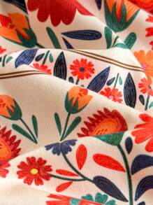 SHEIN 年轻女孩夏季可爱花卉印花细肩带吊带背心和松紧腰裙套装