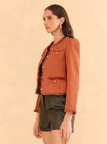 SHE(IN) BRASIL 翻盖口袋前开襟大衣 - 橘色 - 查看 7