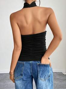 Women's Solid Color Minimalist Sleeveless Tank Top, Suitable For Summer