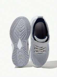 JNSQ 1 Paar vielseitige, lässige, bequeme, weichsolige, atmungsaktive Schnürstiefel in Kontrastfarben grau/blau für Jungen, perfekt für den Schulstart