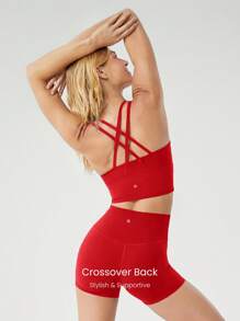 GLOWMODE Sujetador deportivo de sostén ligero FeatherFit™ con tirantes cruzados tipo longline, para yoga, gimnasio y uso diario