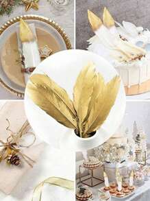 10Pcs 6-8inch Artificial Golded Silver Goose Feather DIY Women's Feather Headwear Clothing Accessories Handwork Party Home Decor - Multicolor - View 14