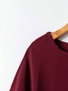 Rusticease Women Solid Color Round Neck Short Sleeve Top And Flower Print Wide Leg Pants Set For Summer Two Pieces Outfits Linen Cute Summer Top - Red - View 3