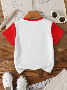 Kimba The White Lion X SHEIN Young Boy Cartoon Car Print Round Neck Short Sleeve T-Shirt, Summer Cute Casual Tee
