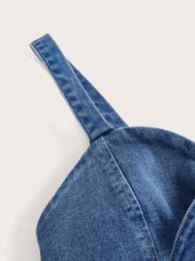 SHEIN MOD 纯色前扣系带休闲牛仔背心