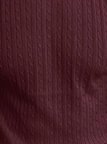 Manfinity Mode Men's Solid Color Round Neck Short Sleeve Casual Knit Top, Maroon Men Shirt, Men Knit Top, Men Knitted T-Shirt, Cable Knit Men Top