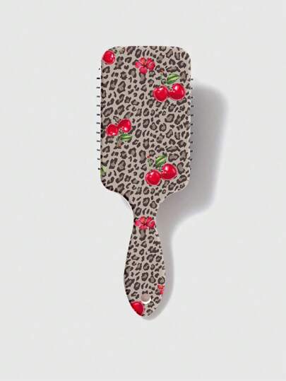 ROMWE Kawaii Cherry Bow & Leopard Pattern Airbag Massage Hair Brush, Smoothing Hair