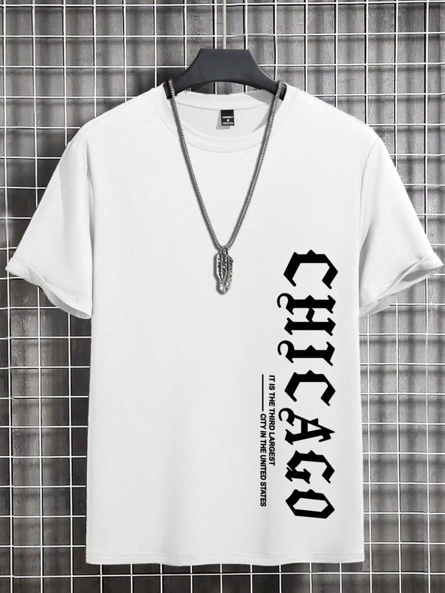 Manfinity Roughcore Áo thun nam cổ tròn tay ngắn in chữ đơn giản, phong cách những năm 2000 - trắng - Xem 1