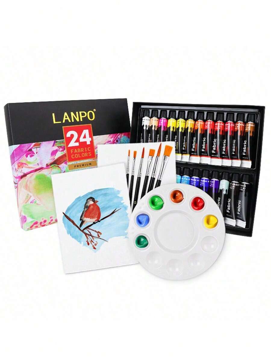 SHEIN Set de peinture acrylique pour tissus, kit de peinture lisse pour vêtements, chaussures, débutants et artistes, peinture textile permanente, rentrée scolaire, fournitures scolaires