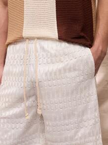 SWAVVY Men's Knit Fashionable Casual Loose Elastic Waist Straight Leg Shorts