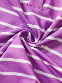 SHEIN Playful Pals 2 Packs Baby Girl Colorblock Striped Sleeveless Dresses - Purple - View 3