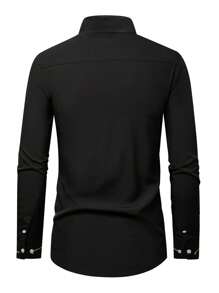 Manfinity AFTRDRK Men's Oblique Placket Single-Breasted Long Sleeve Casual Shirt