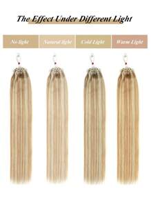 50 piezas Extensiones de cabello con micro anillos, 100% cabello humano con micro perlas y línea de pesca, extensiones de cabello Remy de 50g, color rubio dorado y marrón mezclado S18/613 - S18/613 - View 7