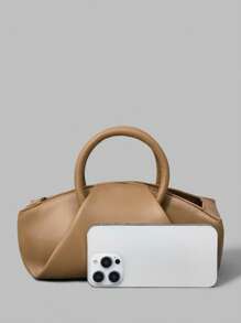 Ontre Stylish Versatile Casual Office Dual Ring Handbag - Camel - View 6