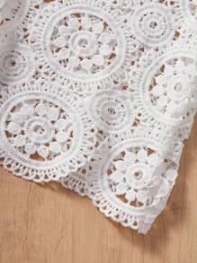 2pcs/Set Elegant Girls White Sleeveless Cover Up & Pants Sets, Fashionable - White - View 5