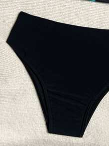 2pcs/Set New Style Contrast Color Solid Shoulder Strap Tankini & High Waist Swim Shorts, Casual Sports Women Bikini Set For Summer Beach Vacation