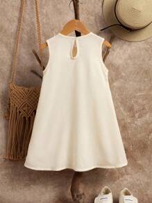WESTFADE Young Wildeya Young Girls' Light Apricot Bow-Decorated Sleeveless Round-Neck Slim-Fit Dress Is Casual And Comfortable For Vacation, Suitable For Summer Vacations And Daily Wear. Young Girls Dresses White Casual Dresses For Girls Casual Dress For Girls Cute Dress For Girls