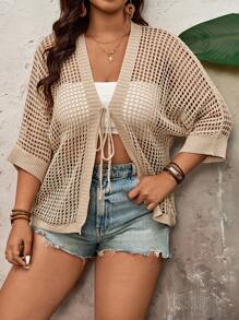 SHEIN VCAY 2025 Loose Hollow Out Knit Cover Up For Women, Thin Casual Vacation Cover Up Top, Summer Western Wear Women Crochet Top Sheer Top Summer Cardigan Summer Outfits For Women  Beach Outfits For Woman Vacation Outfits Women Beach Boho Rave Outfits Country Concert Outfit Festival Outfits Brunch Outfits For Women Beach Vacation Outfits Graduation Outfit Old Money Cute Summer Tops  Going Out Tops Women Summer Bottoms Concert Tops