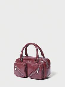 SHECARRY Women Fashion Personalized Street Cool Y2K Zipper Decor Handbag Valentines, Y2k Bag, 2000s Fashion Style, Gothic Punk Bag For Women