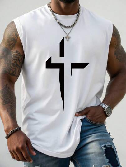 Manfinity LEGND 2025 Summer New Men's Plus Size Tank Top, Mature Street Style Sleeveless Loose Top
