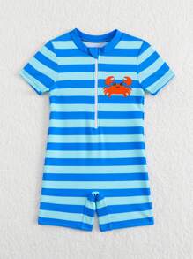 Baby Boy Cartoon Print One-Piece Swimsuit Swimming Suits For Baby Baby Boys Clothing Swim Beach Clothes For Boys Swim Suits For Kids Toddler Swim Suits For Kids