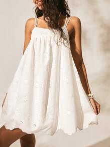 Easelle Holiday Style White Embroidered Dress Seaside Summer 2025 Holidays Beach Outfits For Woman 4th Of July Women
